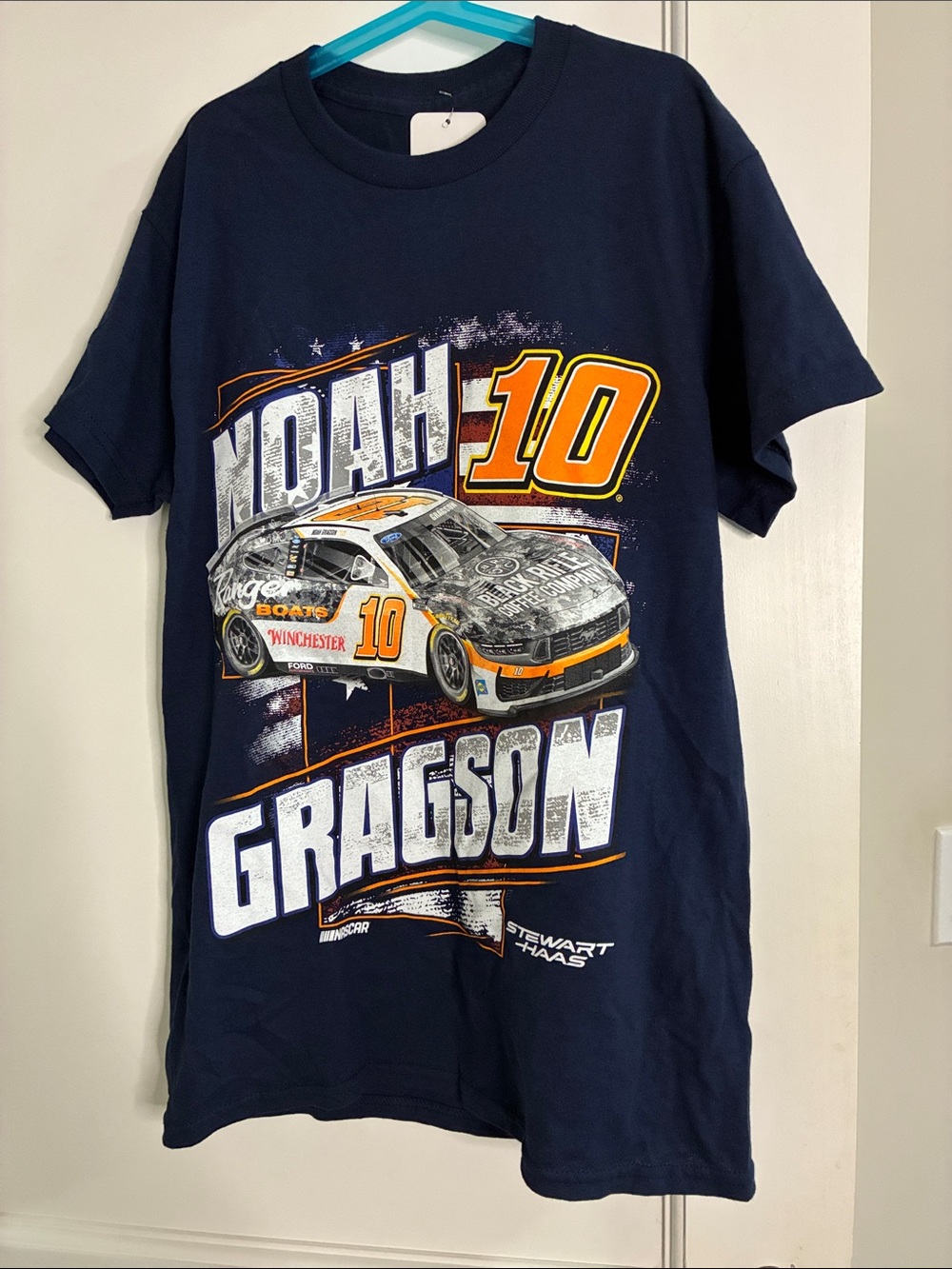 NASCAR Stewart-Haas Racing Noah Gragson #10 Navy Graphic T-Shirt NWT S 👵MT